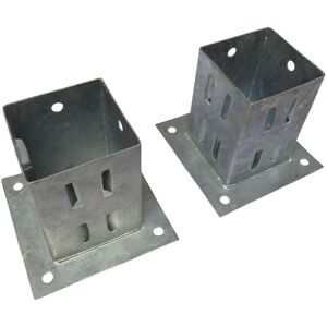 Securefix Direct - Bolt Down Fence Post Supports 100MM Wedge Grip x2 (Galvanised Fencing Base Shoe Foot)