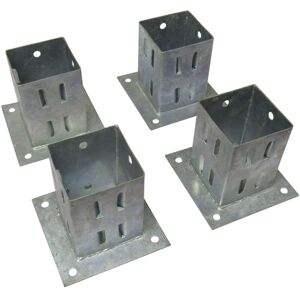 Securefix Direct - Bolt Down Fence Post Supports 75MM Wedge Grip x4 (Galvanised Fencing Base Shoe Foot)