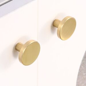 Linghhang - Brushed Brass Furniture Knobs, Gold Dresser Drawer Knobs for Cupboards, Hallways, Bathrooms and Kitchens, Pack of 10 (28mm Mushroom)