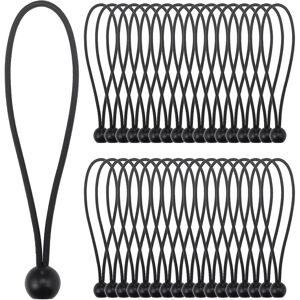 Tinor - Bungee Cord, 35×Black Bungee Cord Ball(20CM) Elastic Rope for Tarpaulin, Durable Portable Hook Bungee Cord for Banner, Tarpaulins, Pavilions,