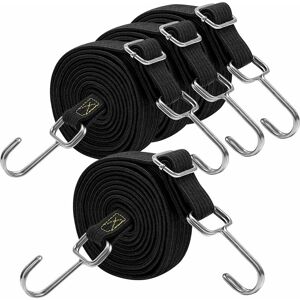 Mumu - Bungee Cords with Hooks, 300cm Long Black Adjustable Rubber Bungee Straps with Hooks for Luggage, Roof Racks, Tarpaulin, Mobile Cargo, Camps,