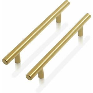 HOOPZI Cabinet Handle Brass - door bar T-shaped door knobs for kitchen furniture, stainless steel - 9 sizes: 50mm, 64mm, 76mm, 96mm, 128mm, 160mm, 192mm,