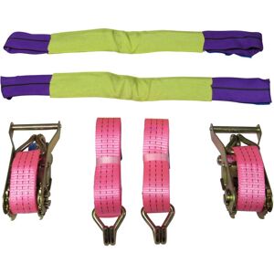 Securefix Direct - Car Trailer Transporter Recovery Straps (35MM 4M Set of 2 Truck Heavy Duty Alloy Wheel Pink)