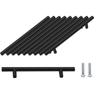 10 Pack Black Door Handles 160mm Stainless Steel Cabinet Furniture Handles with Screws - Ccykxa