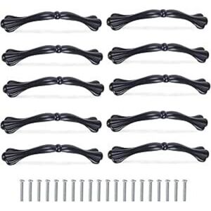 Ccykxa - 10pcs Black Kitchen Cabinet Handle 128mm Metal Drawer Handle Aluminum Alloy Furniture Knob with 20pcs Screws for Kitchen Cupboard Wardrobe
