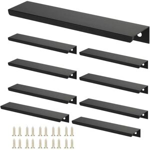 Ccykxa - 10PCS Invisible Furniture Handle, Aluminum Kitchen Door Handle, Black for Drawers Cabinets Cupboard (Center Distance 160mm / Length 200mm)