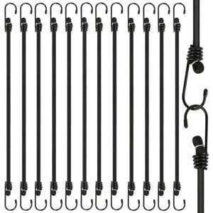 Ccykxa - 12 Pieces Bungee Cords with Hooks 30 cm Hook for Bungee Cord 8mm Black Elastic Expander Elastic Bungee Cord for Luggage Roof Bars Camping