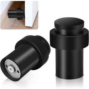 Ccykxa - 2 Pack 50mm Black Door Stops Heavy Duty Stainless Steel Baseboard Door Stops Modern Outdoor Doorstops with Rubber Tip and Ring