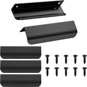 CCYKXA 5 Pack Furniture Handles - 150mm - Black - Door Handles - Hidden Cabinet Handles - Drawer Handles - Kitchen Handles - With Screws