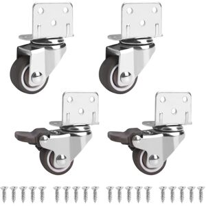 Ccykxa - Set of 4 Swivel Furniture Casters, 2 with Brakes, 25mm Small Furniture Casters - 360 Degree Rotation, Load Capacity 44kg, Small Swivel