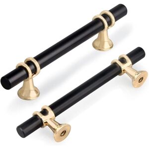 Ccykxa - 6 Pack T-Shaped Cabinet Door Handles 96mm, Modern Kitchen Furniture Handle Zinc Alloy for Bedroom Office Drawer Included Screws Black with