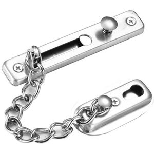 ZVD - Chain Lock Stainless Steel Door Limiter Padlock Anti-Theft Heavy Duty Latch with Swivel Sliding Bolt Restrictor Security for Wood Home Internal