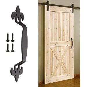 Linghhang - Barn Door Handle Black Iron Door Handle Cast Iron Sliding Door Handle with Screws