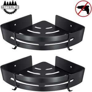 ZVD - Corner Shower Shelf No Drilling Bathroom Shelf Basket Shower Storage Aluminum Wall Mounted Shower Shelf Two Piece Storage Box Black