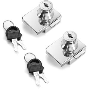 Csparkv - 2 Pack Double Opening Security Lock for 0.2-0.31cm Glass Door, Separate Key No Drilling, Zinc Alloy
