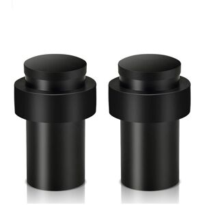 Csparkv - 2 Pack Heavy Duty Stainless Steel Door Stops for Baseboards, Modern Black Rubber Door Stops with Sound Dampener
