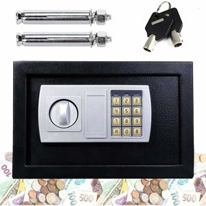 Briefness - Digital Electronic Safe Box for Home Office Hotel Security Solid Steel with Keypad Lock and Spare Keys Secure 8.5L, Black
