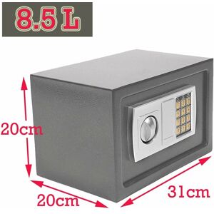 Briefness - Digital Electronic Safe Box for Home Office Hotel Security Solid Steel with Keypad Lock and Spare Keys Secure 8.5L, Grey