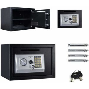 DAYPLUS Digital Steel Safe Electronic Security Office Home Money Cash Safety Box, Top Digital Safe Box Large 2 Compartments with 2 Keys,Full-digit Keypad and