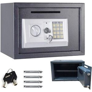 DAYPLUS Digital Steel Safe Electronic Security Office Home Money Cash Safety Box, Top Digital Safe Box Large 2 Compartments with 2 Override Keys,Full-digit