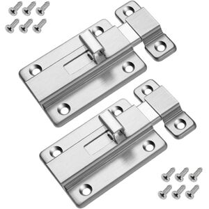 Gotrays - Door Lock, 2 Pieces, Stainless Steel Sliding Door Lock, Surface Mount
