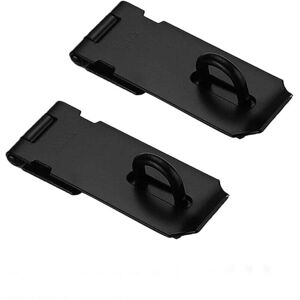 ZVD Door Padlock, 2 Pieces, Door Hasp, Hasp Clasp with Screws, Gate Lock, 4 Inch Staple Padlock, Heavy Duty Stainless Steel Hasp with Matte Black Finish