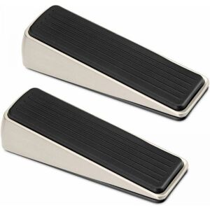 CYSLMUK Door Stop, Silver, 2 Pack Door Block, Floor Door Stop, Heavy Duty Zinc and Rubber Door Wedge, for Bathroom, Kitchen, Children's Room Door and Office