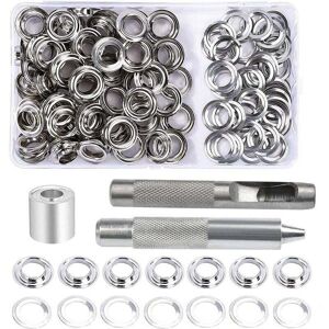 AlwaysH Eyelets Kit, 100 Sets Eyelets 12mm Eyelets, Tarp Repair Kit, With 3pcs Grommet Eyelet Tools Eyelets Kit for Tarpaulin, Fabric, Curtains and