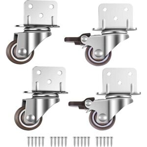 Ymyny - fliti Pack of 4 Small Swivel Furniture Casters 25mm with Brake L-Shaped Mounting Plate Suitable for Furniture Flower Stand Children's Room