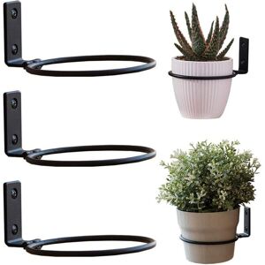 Cyslmuk - Flower Pot Holder, 3pcs Diameter 15cm Metal Wall Mount Flower Pot Bracket Ring with Screws Black