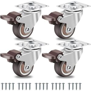 Tlily - Furniture Castors Small 50mm,360 Degree Swivel Heavy Duty Load Capacity Silent Solid Rubber Set of 4