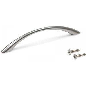 Ymyny - Furniture Handle, Length 158mm, Center Distance 128mm, Zinc Alloy, Satin Nickel, Silver mumu