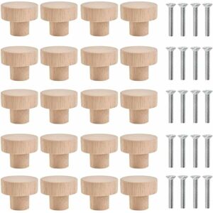 Cozevdnt - 20pcs Round Wooden Cabinet Door Knobs Furniture Knob Cabinet Knobs 3x2.5cm Round Drawer Pulls Wooden Round Knobs