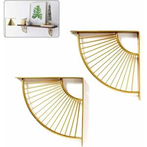 ZVD - Gold Fan-Shaped Triangle Shelf Bracket Metal Floating Shelf Bracket, 2 Pack Wall Mounted Hanging Shelving Corner Brace for