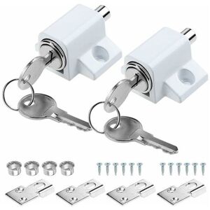 Gotrays - GU.B/bon 2 x White Sliding Patio Door Locks Fixed Bolt Window Security Lock
