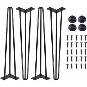 BRIEFNESS Hairpin Legs Coffee Table Legs 16 inch diy Metal Table Legs Black 3 Rod 10mm with Free Screws and Floor Protector Feet