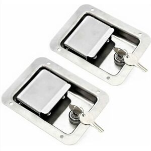 Csparkv - Hardware 2 Pack Stainless Steel Paddle Spring Latch with Lock and Key - Single Flush Handle for rv Door Trailer