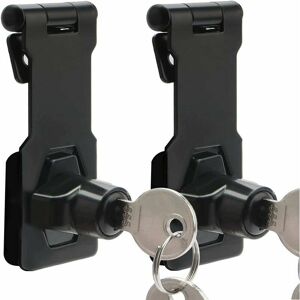 HOOPZI Hasp Lock, Door Latch Lock Buckle 2 Pack 3 Inch 2 in 1 Lock Buckle and Padlock with Padlock and Key for Punch-Free Doors/Cabinets
