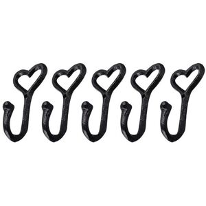 Linghhang - Heavy Duty Coat Hooks, 5 Pack Cast Iron Heart Shape Wall Hooks for Hanging Coats, Rustproof Black Hooks for Scarf, Bag, Towel, Key, Cap,