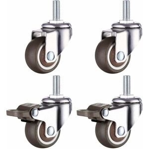 ALWAYSH Heavy Duty Rubber Swivel Caster with M8 Threaded Stem for Hand Trolley, Work Tables, Furniture Wheels, 1.5 inch, Thread Diameter: 8mm, length 20mm,