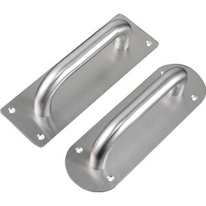 Memkey - Heavy Duty Stainless Steel Door Handle Set for Gates, Garage, Sheds, Furniture, Large Rustic Style, 2 Piece, 200 x 65mm (Square)