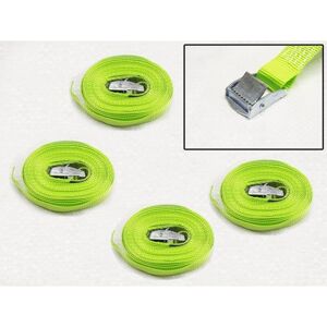 SECUREFIX DIRECT Hi Vis Cambuckle Tie Down Straps 25MM 450KG 5 Metre x4 (Lashing Strap Secure Hold)