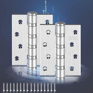 Tonchean - Hinges Set of 2 Stainless Steel Door Hinges, Piano Hinge, Material Thickness 3 mm + 16 Screws for Doors, for Solid Interior Doors
