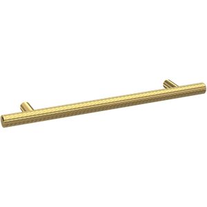 HUDSON REED Nuie Brushed Brass 220mm Knurled Bar Furniture Handle with 160mm Hole Centres - H031