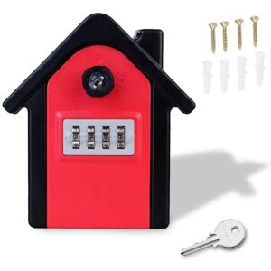 Linghhang - Wall Mounted Security Key Box (Red) with Digital Code and Emergency Key, Large Safe Box for Home, Office, Factory, Garage