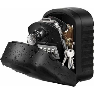 GOTRAYS Large Secure Key Box with Code & Emergency Keys, Wall Mounted Key Box with Outdoor Protective Cover (Black)