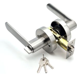 Csparkv - Lock Size 60/70mm, Round, Silver,Qrity Door Lever Handle Lock, Aluminum Alloy Door Handle for Bedroom, Locker Room, Storage Room and Office