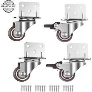 ZVD Set of 4 25 mm swivel castors with brakes for furniture, flower pots, L-shaped mounting plate RTGPT