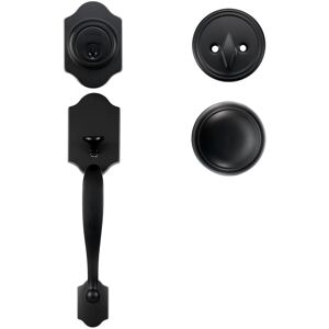 Mophorn - Front Door Handle and Deadbolt Set, Matte Black Front Door Lock Set with Interior Knob, Adjustable Hole Spacing Single Cylinder Handleset,