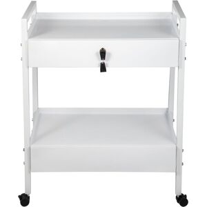 Mophorn - Lab Cart, 2 Tiers Stainless Steel Utility Cart, Medical Cart with 2 Drawers, Rolling Lab Cart White Paint, Serving Cart with Swivel Casters